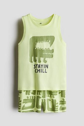 ست بالاتنه و پائین تنه سبز بچه گانه پنبه ای H&M - کد 925039341