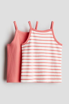 تیشرت صورتی بچه گانه یقه بند دار H&M - کد 925039695