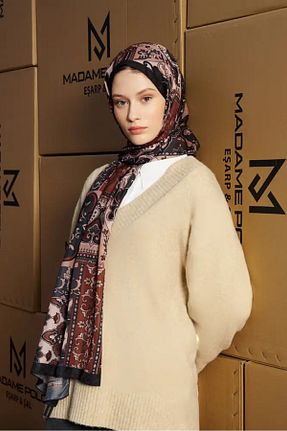 شال قهوه ای زنانه پلی استر Madame Polo - کد 924395807