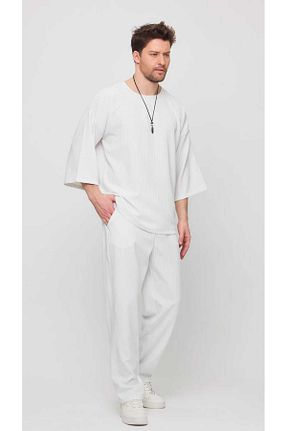 ست بالاتنه و پائین تنه سفید مردانه کتان BABBOSS - کد 924399978