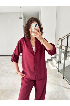 ست بالاتنه و پائین تنه زرشکی زنانه بافتنی Butik - کد 924436915