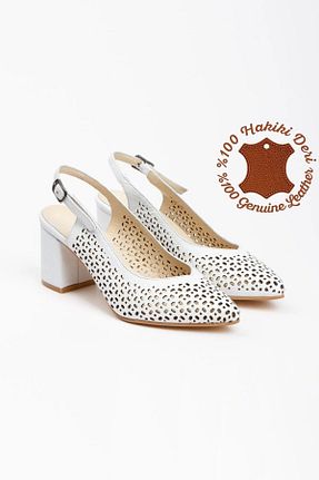 کفش پاشنه بلند کلاسیک سفید زنانه چرم خالص elvinshoes - کد 826035381