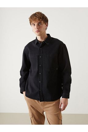 پیراهن مشکی مردانه اورسایز LC Waikiki - کد 924448033