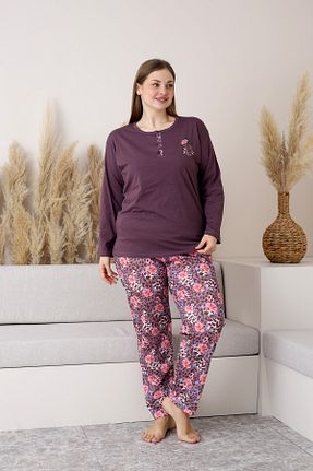 ست لباس راحتی بنفش زنانه گلدار Nisanca - کد 924435684
