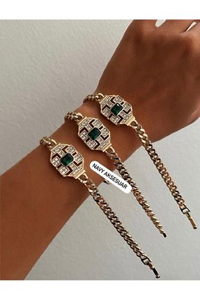 دستبند استیل (فولاد) سبز سنک زیرکون NAVY - کد 924466603