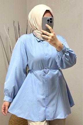 پیراهن حجاب آبی زنانه رگولار HİFADEN - کد 890307911