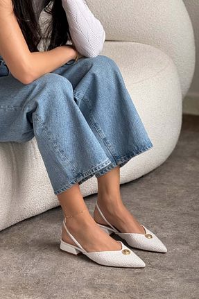 بابت سفید زنانه پارچه ای NİŞANTAŞI SHOES - کد 924363506