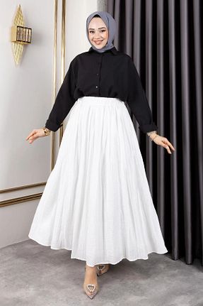 دامن حجاب سفید زنانه اورسایز VıoShıne - کد 924493476