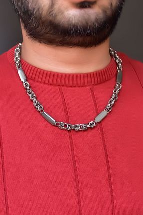 گردنبند استیل ( فولاد ) مشکی زنانه استیل (فولاد) Papatya Silver - کد 247749651