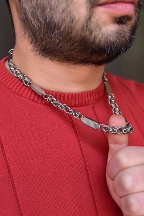 گردنبند استیل ( فولاد ) مشکی زنانه استیل (فولاد) Papatya Silver - کد 247749651