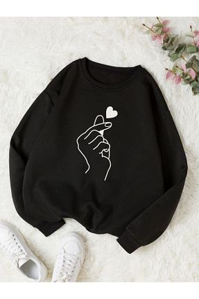 سوئیشرت مشکی زنانه چاپی Sweetline - کد 794877951