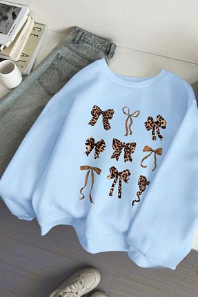 سوئیشرت آبی زنانه چاپی Sweetline - کد 884970779