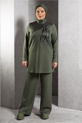 ست بالاتنه و پائین تنه حجاب خاکی زنانه رگولار Alvina - کد 887652329