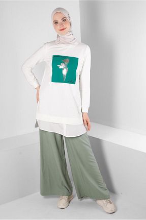 تونیک حجاب بژ زنانه پنبه پلی استر Alvina - کد 805631293
