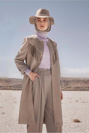 شلوار پارچه ای بژ زنانه بلند Alvina - کد 804207841