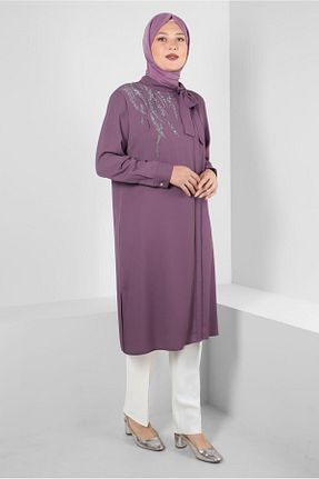 تونیک حجاب بنفش زنانه پلی استر Alvina - کد 799159343