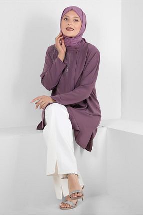 تونیک حجاب بنفش زنانه پلی استر Alvina - کد 803518746