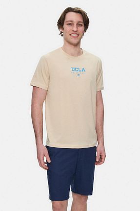 تیشرت قهوه ای مردانه اورسایز Ucla - کد 924517296