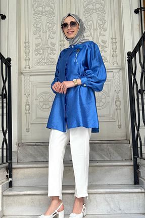 تونیک حجاب آبی زنانه مخلوط پلی استر Kayra - کد 924545970