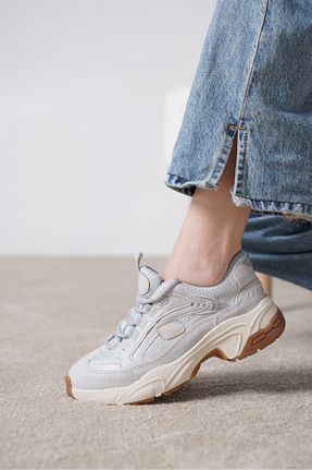 کفش اسنیکر طوسی زنانه بند دار luuq shoes - کد 921637889