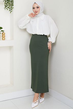 دامن حجاب خاکی زنانه Kalem hafsamina - کد 924582323