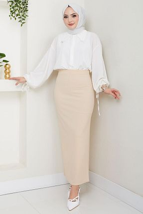 دامن حجاب بژ زنانه Kalem hafsamina - کد 924582539