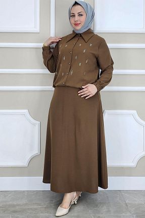 ست بالاتنه و پائین تنه حجاب قهوه ای زنانه رگولار PYS - کد 924622768