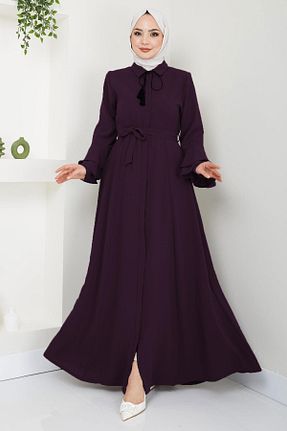 مانتو بلند حجاب بنفش زنانه hafsamina - کد 924591421