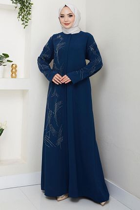 مانتو بلند حجاب سرمه ای زنانه hafsamina - کد 924595790