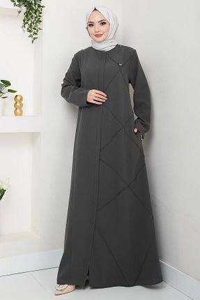 مانتو بلند حجاب طوسی زنانه hafsamina - کد 924595770