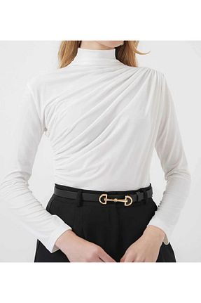 بلوز سفید زنانه یقه ایستاده Luva Vogue - کد 924592471