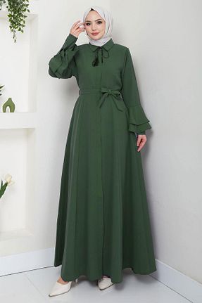 مانتو بلند حجاب خاکی زنانه hafsamina - کد 924590823