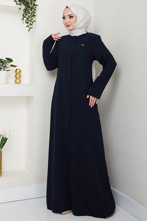 مانتو بلند حجاب سرمه ای زنانه hafsamina - کد 924594897