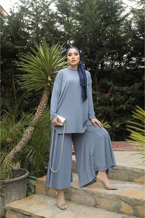 ست بالاتنه و پائین تنه حجاب طوسی زنانه Relaxed NİSUM MODA - کد 924631068