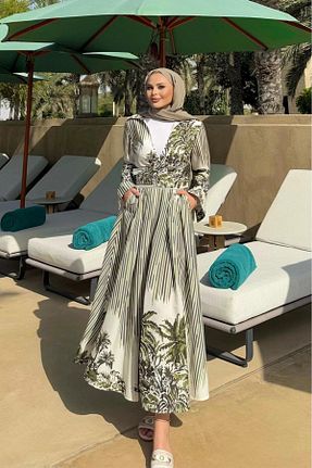 ست بالاتنه و پائین تنه حجاب سبز زنانه کلوش NAGE COLLECTION - کد 924629272