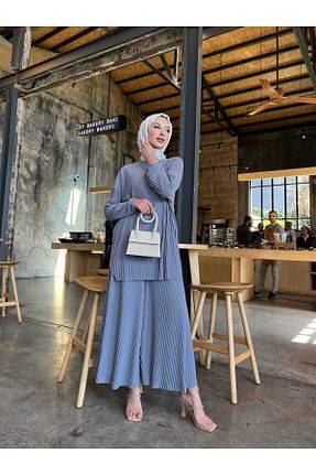 ست بالاتنه و پائین تنه حجاب طوسی زنانه Relaxed NİSUM MODA - کد 924631068