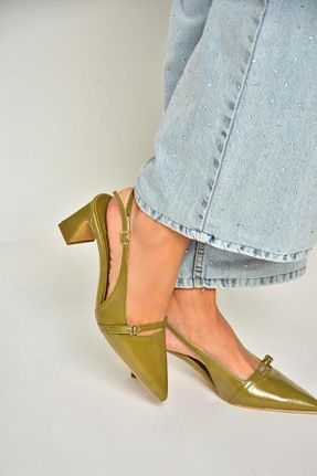 کفش پاشنه بلند کلاسیک سبز زنانه چرم مصنوعی Fox Shoes - کد 924639215