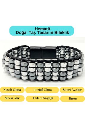 دستبند جواهر رنگی مردانه سنگ طبیعی YILDIZ DOĞAL TAŞ - کد 924493515