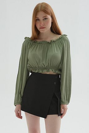 بلوز خاکی زنانه طرح دار Fashion Friends - کد 830818797