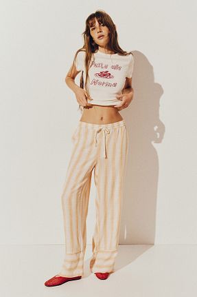 شلوار نارنجی زنانه پنبه ای H&M - کد 924654004