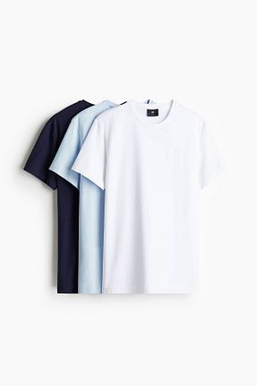 تیشرت آبی مردانه یقه هفت H&M - کد 924653806