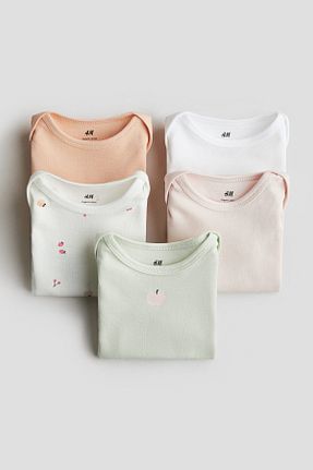 بادی و سرهمی نوزادی سبز بچه گانه پنبه ای H&M - کد 924654059