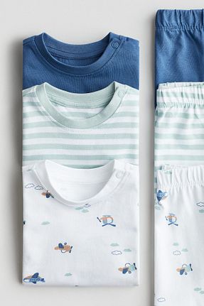 سرهمی خواب آبی بچه گانه پنبه ای H&M - کد 925293946