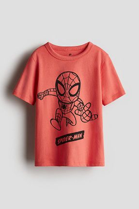 تیشرت قرمز بچه گانه یقه بند دار H&M - کد 925295056