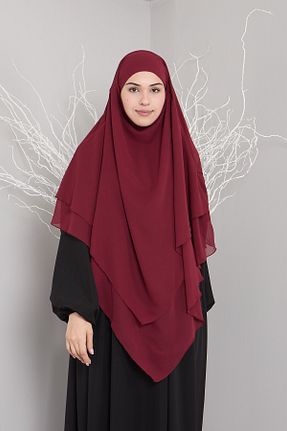 روسری زرشکی شیفون Mihrisina collection - کد 924661480