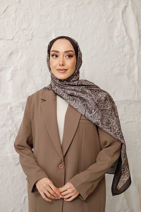 شال قهوه ای زنانه پنبه پلی استر QASSA SHAL - کد 924665666