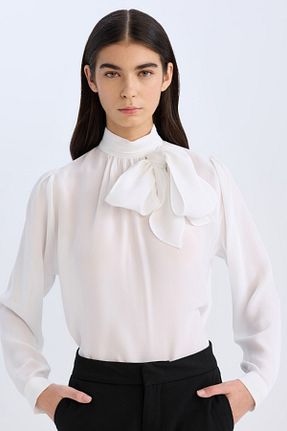 بلوز سفید زنانه ساده Defacto - کد 862655738