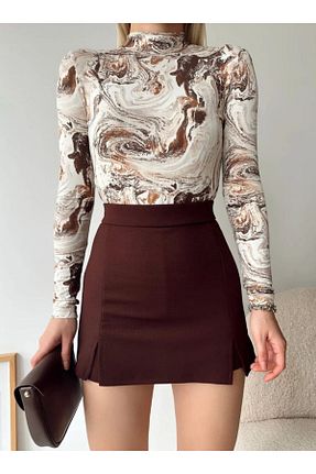 شلوارک و برمودا قهوه ای زنانه فاق بلند Melzgiyim - کد 925394760