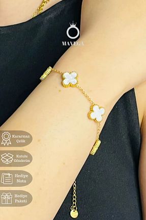 دستبند استیل (فولاد) زرد زنانه استیل ضد زنگ MAVEGA - کد 893595742
