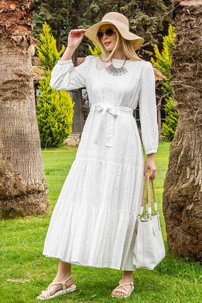 لباس حجاب سفید زنانه رگولار Olcay - کد 807540575